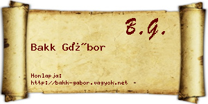 Bakk Gábor névjegykártya