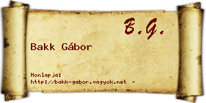 Bakk Gábor névjegykártya